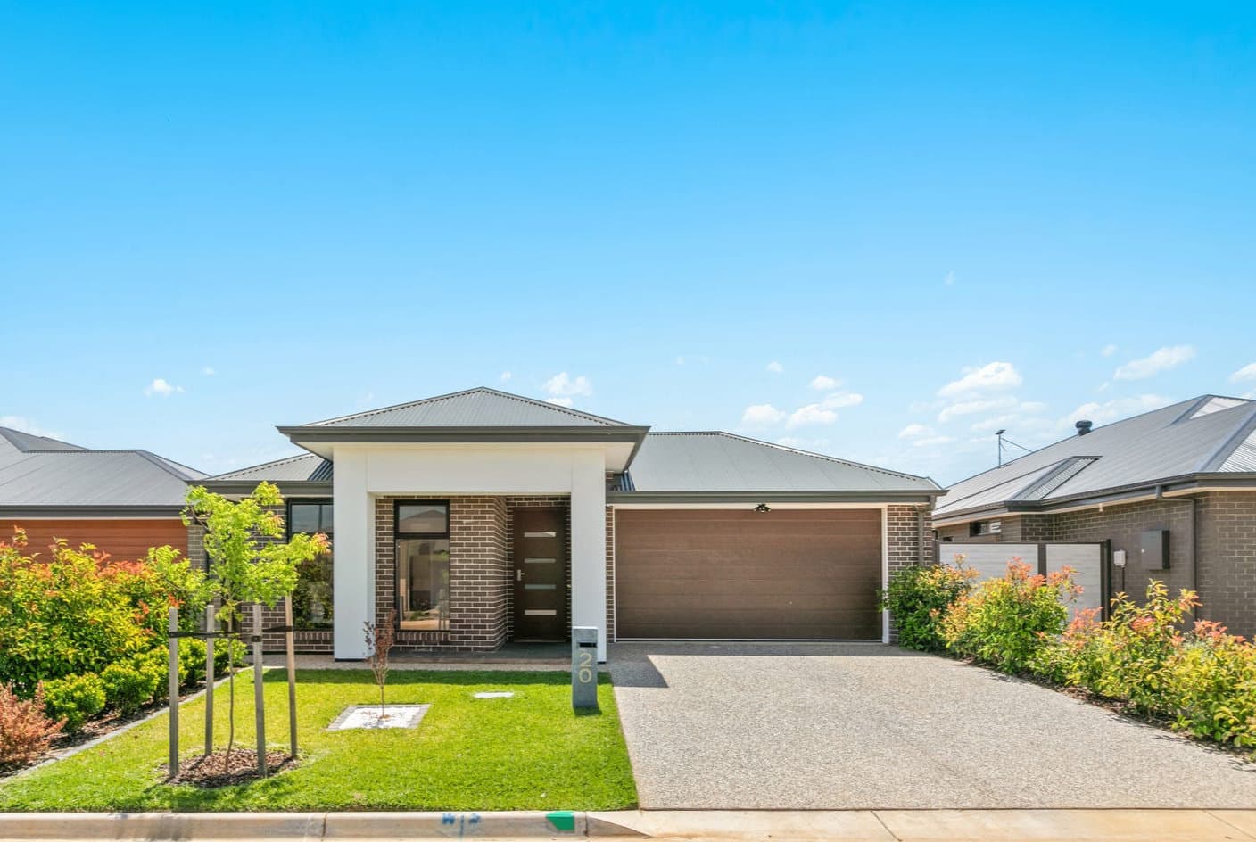 Completed home with established landscaping